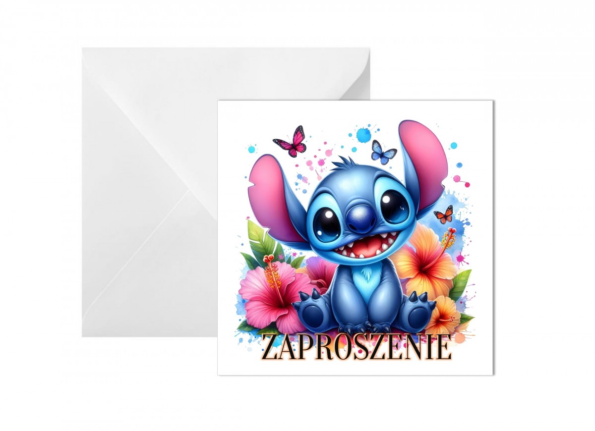 Zaproszenia zaproszenie na urodziny 10 sztuk IMIĘ Stitch STICH koperty